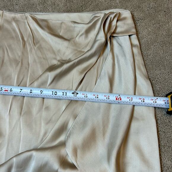 Club Monaco Women’s Satin Charmeuse Midi Skirt Fits 30” Waist Tie Knot Front - Picture 13 of 14